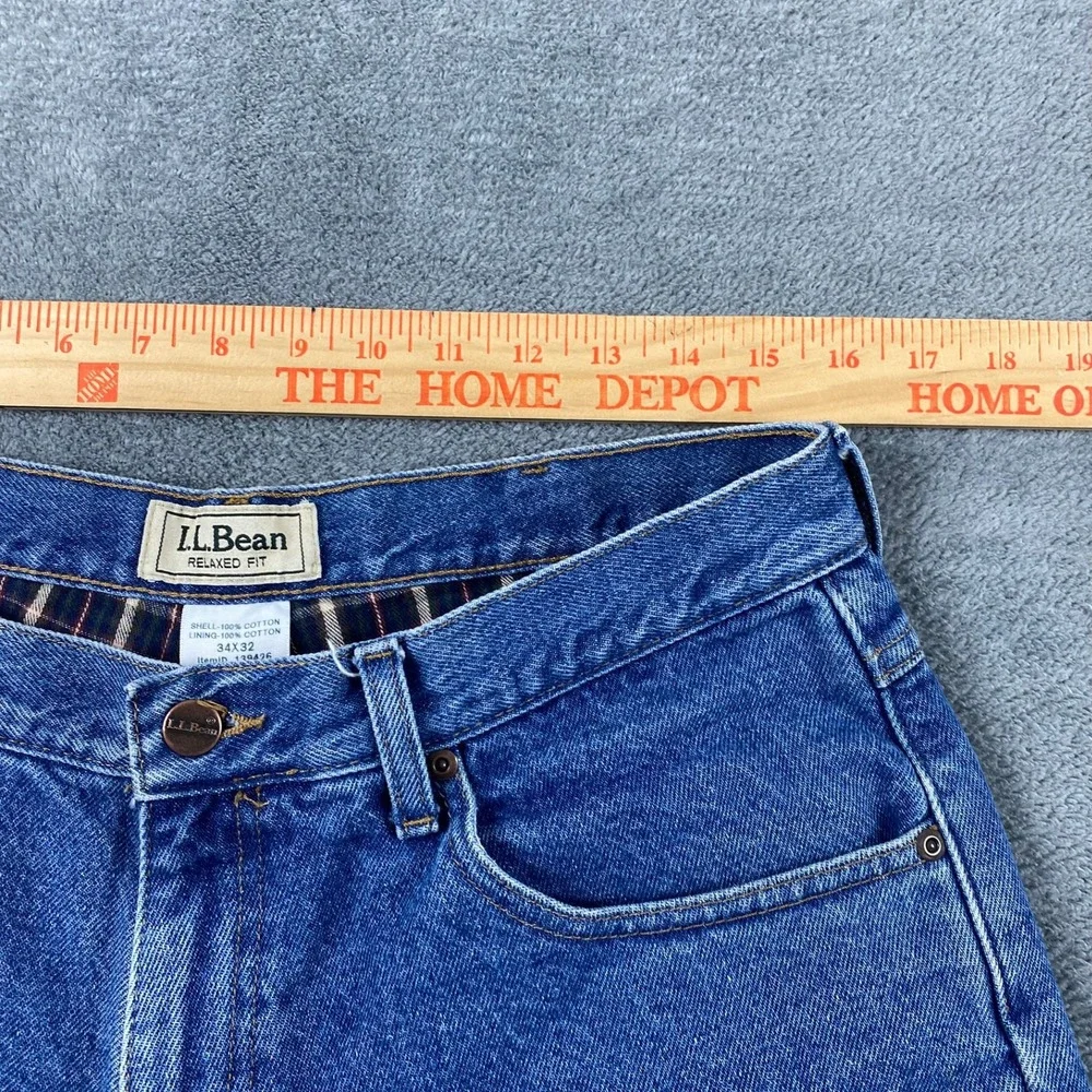 Vtg LL Bean Mens 34x32 Relaxed Fit Flannel Lined Jeans Blue Denim